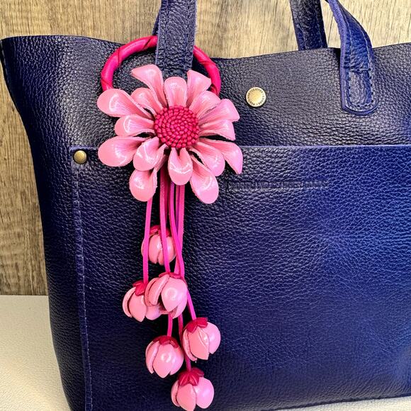 Leather Flower Purse Charm Genuine Leather Fall Daisy Bag Charm NEW FAST SHIP - Picture 8 of 8